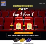 Golden Screen Cinemas Offers Buy 1 Free 1 Movie Ticket Promotion for AEON Credit Cardholders 