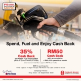 Enjoy 35% cashback at Petron service stations with PB-Petron Visa Gold Credit Card or PB-Petron Visa Debit Card