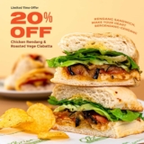 O’Briens Irish Sandwich Cafe Limited Time Discount on Chicken Rendang & Roasted Vege Ciabatta