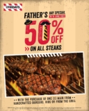 TGI Fridays 50% Off for All Steaks in celebrating Father’s Day 2022