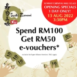 SushiZanmai Sunway Carnival Mall Free  RM50 e-vouchers Redemption