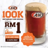 A&W Regular RB for only RM1 in Celebrating 100k loves on Instagram