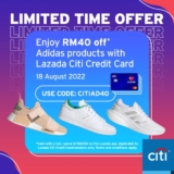 Adidas Lazada RM40 Off Voucher Code with Citibank Cards