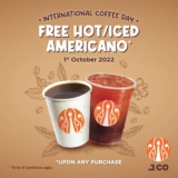 J.Co FREE Americano (Hot/oced) on International Coffee Day 1 October 2022