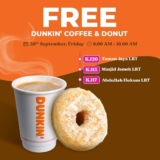 Dunkin’ FREE Coffee + Donut Giveaway on 30 September 2022
