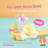 J.Co FREE Lemon breeze donut promotion Oct 2022