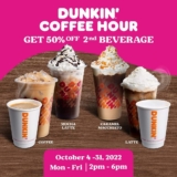 Dunkin’ Coffee Hour 50% off 2nd cup of selected coffees
