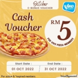 Vivo Pizza Free RM5 Cash Vouchers for Members