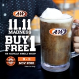 A&W 11.11 Madness Sale 2022 Buy 1 Free 1 Promotion
