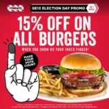 TGI Fridays GE15 Extra 15% OFF All Burgers Promotions