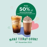 Starbucks GE15 Offers 50% Off Second Beverage with any handcrafted purchase promotion