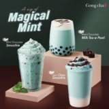 Gong Cha Mint Chocolate Milk Tea with Pearl, Mint Chocolate Smoothie and Mint Oreo Smoothie Beverages