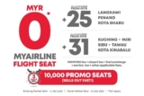 MYAirline Offering Zero Base Fare for Domestic Destinations in Malaysia on 12 – 14 Jan 2023