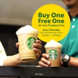 Starbucks Buy One Free One on any Frappuccino On Every Thursday on February 2023