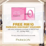 Parkson Free up to RM20 Vouchers on May 2023 Payday Sale