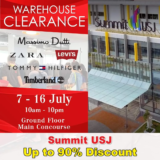 Shoppers Hub Warehouse Clearance in Summit USJ Mall up to 90% Off Promotion