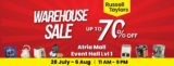 Russell Taylor’s Warehouse Sale: Prices as Low as RM39 on July – August 2023