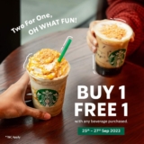 Starbucks Buy 1, Free 1 promotion on ANY handcrafted beverages from 25th – 27th September 2023
