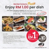 Ichi Zen Japanese Restaurant Selected dish priced at just RM1.00 only Promo