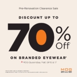 Renovation Sale Alert at MOG Queensbay Mall – Up to 70% Off on Stylish Eyewear on February 2024