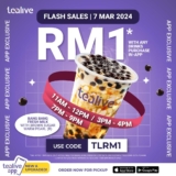 Tealive Flash Deal: Enjoy Bang Bang Milk Tea for RM1 on 7 March 2024