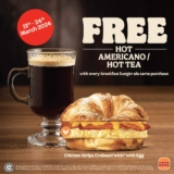 Burger King 2024 Breakfast Promo: Wake Up to Free Hot Americano or Tea with Croissan’wich Purchase!
