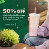 Starbucks : Enjoy 50% Off Handcrafted Beverages with Your Starbucks Tumbler! March 2024 