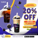 Tealive Bubble Tea: One-Day Exclusive 20% Off Promo – May 15, 2024