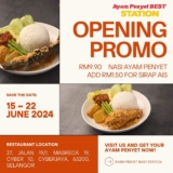 Ayam Penyet Best Grand Opening: Grab Nasi Ayam Penyet for Just RM9.90!