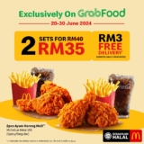McDonald’s Exclusive Offer 2024: 2 McValue Meals for RM35 with RM3 Free Delivery on GrabFood