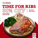 Tony Roma’s 30% Off Your Second Plate of Ribs Promotion on July 2024