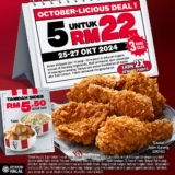 KFC October-Licious Deal: Get 5 Pieces of Chicken for Only RM22 from 25-27 October 2024