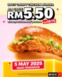 Get Ready for a Fiery Deal: Spicy Crispy Chicken Burger at Only RM5.50 – One Day Only!