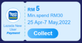 Lazada Free RM5 Voucher with Touch ‘n Go eWallet Payment