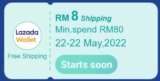 Lazada Free Shipping Voucher Worth RM8 with Lazada Wallet