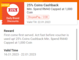 Shopee Daily Brand Discounts 25% Coins Cashback Voucher Jan 2023