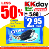 KK Day Special at KK SUPER MART: 50% Off Oreo Ice Cream on 22/06/2024!