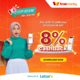 Enjoy instant 8% cashback at Lotus’s when you pay with TrueMoney every weekend!