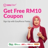 EasyParcel Free RM10 coupon with sign up