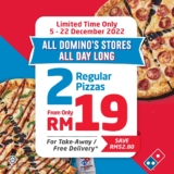 Domino’s Pizza’s cheapest deal in town, 2 Regular Pizzas for RM19 is back!