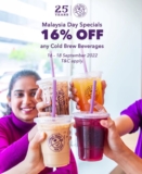 Coffee Bean Tea Leaf 16% off Cold Brew Beverages only on Malaysia Day 16 Sep 2022