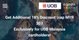 UOB cardholders can get an additional 18% discount on Agoda.com