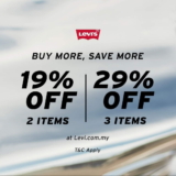 Levi’s Malaysia Enjoys 19% Off 2 Items and 29% Off 3 Items 