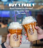 Coffee Bean Tea Leaf GE15 Day Buy 1 Free 1 Burnt Caramel Ice Blended Promotion