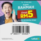 Lotus’s Free RM5 Off Rahmah Coupons