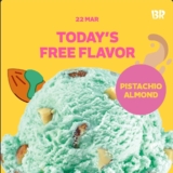 Baskin Robbins FREE Pistachio Almond Kids Scoop on 22 March 2023