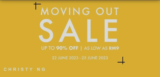 Christy Ng Moving Out Sale @ 23 – 25 June 2023