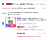 Get Drypers Wee Wee Dry Diapers at RM89.33 During Lazada 8.8 Sale!”