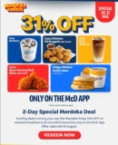 Celebrate Merdeka with McDonald’s Special Extra 31% Off 2-Day Deal 30 – 31 August 2023