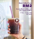 Coffee Bean & Tea Leaf Black Coffee for just RM2 Promo